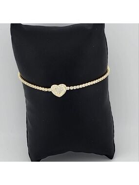 Gold Tone Heart Bracelet Sterling silver 925 dipped in gold